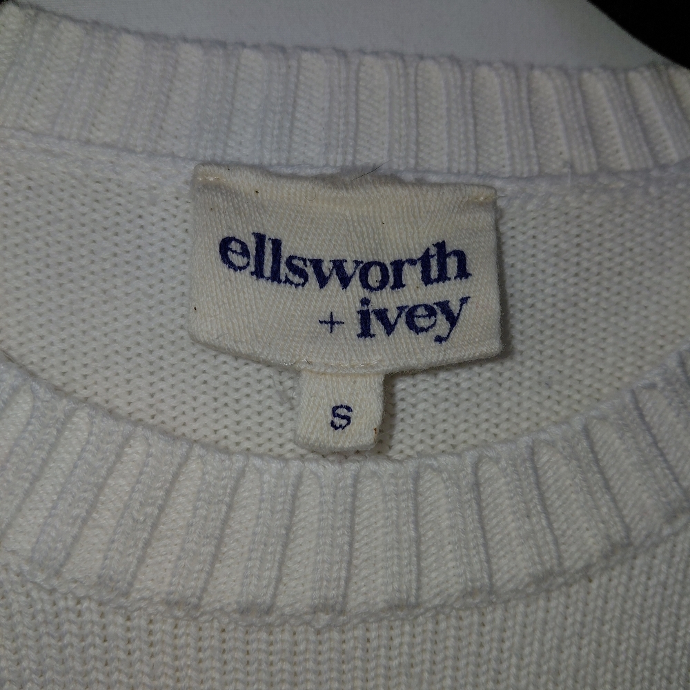 Ellsworth + Ivey Chattanooga Sweater Women's Size Small White Navy Blue‎ - Picture 3 of 5